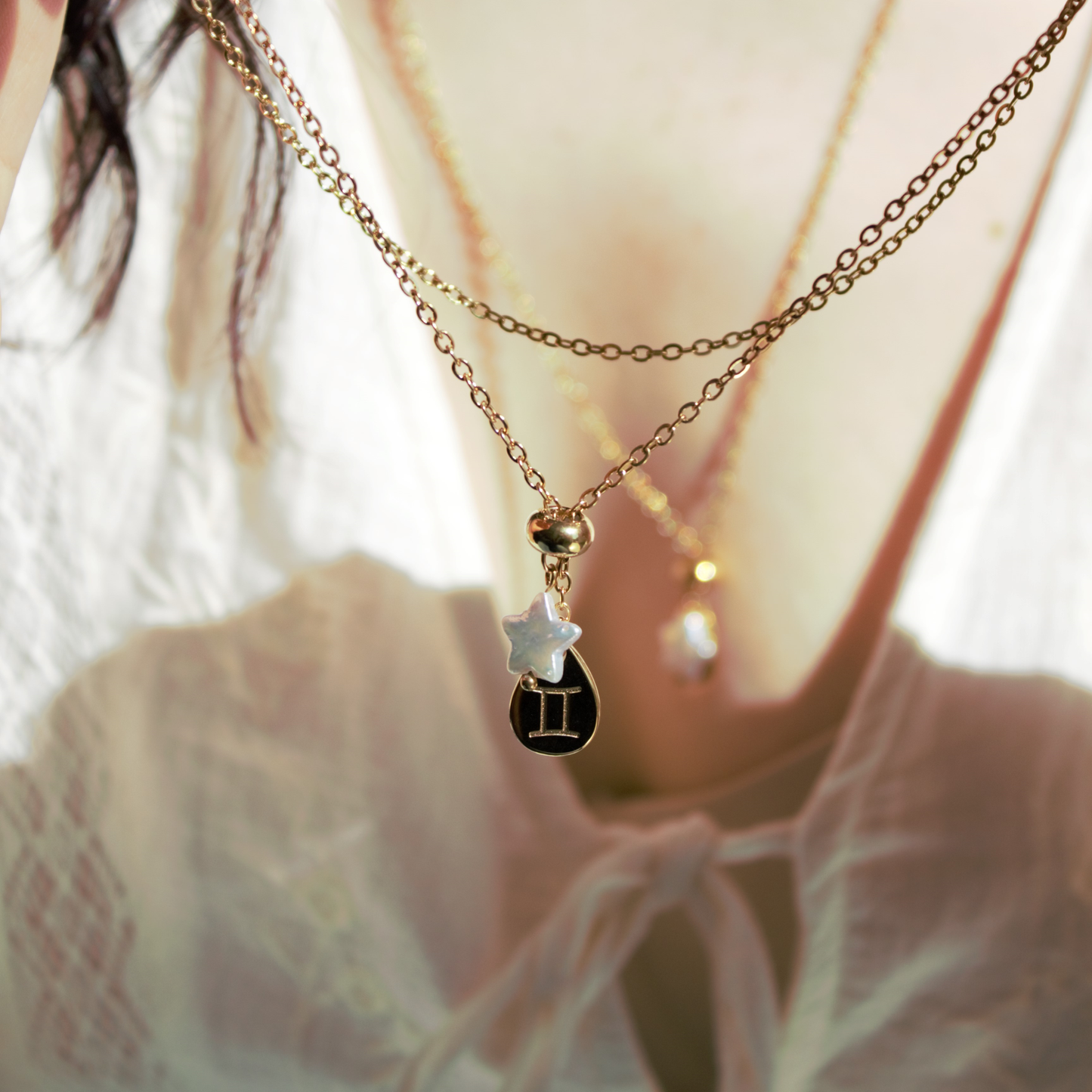 Collana Segno Zodiacale e Perla a Stella- Collezione Celestia