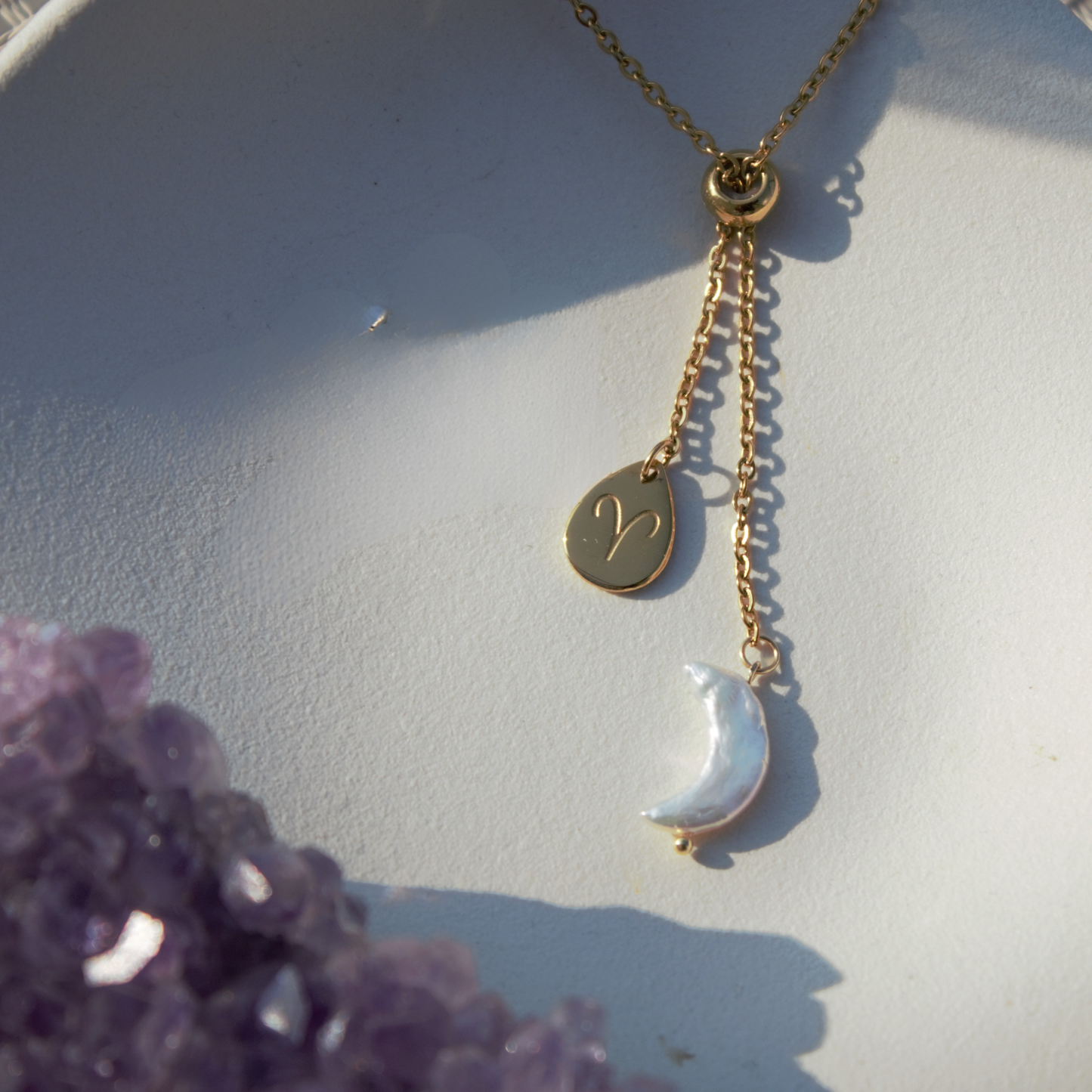 Collana Segno Zodiacale & Perla di Luna - Collezione Celestia