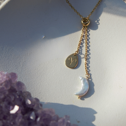 Collana Segno Zodiacale & Perla di Luna - Collezione Celestia