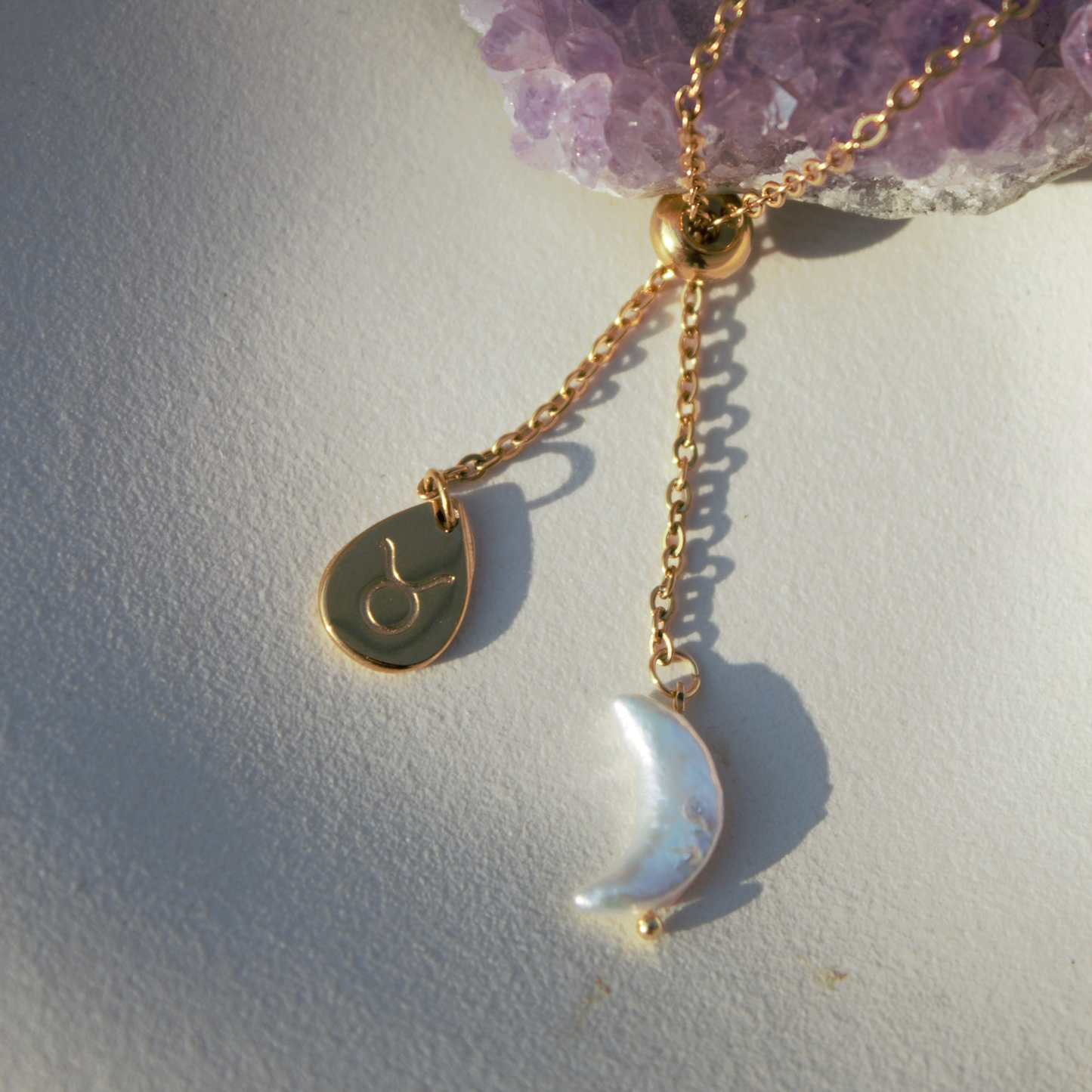 Collana Segno Zodiacale & Perla di Luna - Collezione Celestia