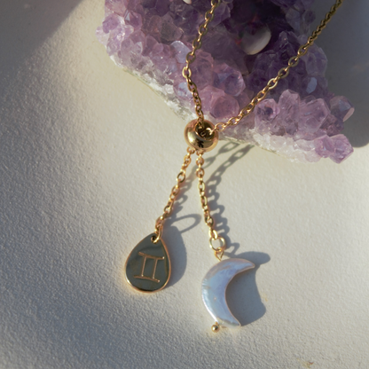 Collana Segno Zodiacale & Perla di Luna - Collezione Celestia