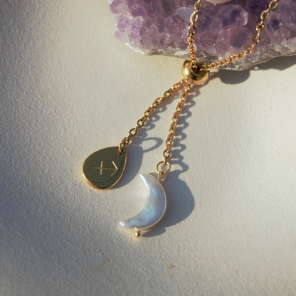 Collana Segno Zodiacale & Perla di Luna - Collezione Celestia