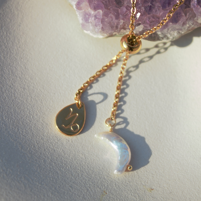Collana Segno Zodiacale & Perla di Luna - Collezione Celestia