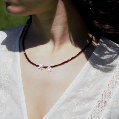 Choker con 2 Segni Zodiacali in Madreperla e Pietre Naturali "Aurora"