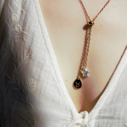 Collana Segno Zodiacale e Perla a Stella- Collezione Celestia