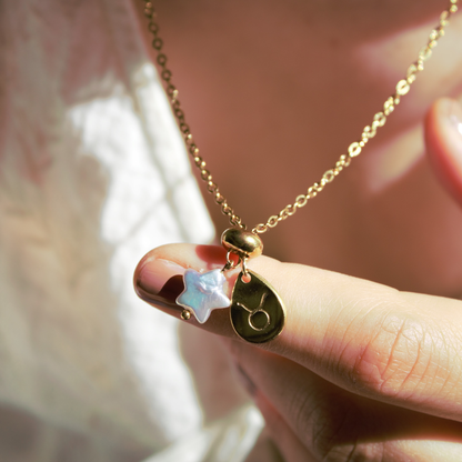 Collana Segno Zodiacale e Perla a Stella- Collezione Celestia