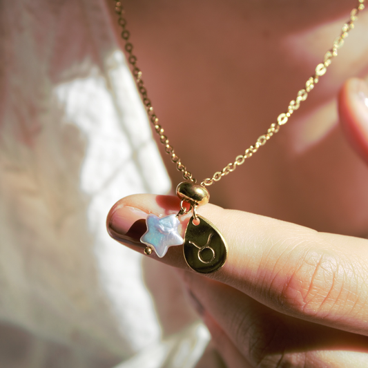 Collana Segno Zodiacale e Perla a Stella- Collezione Celestia