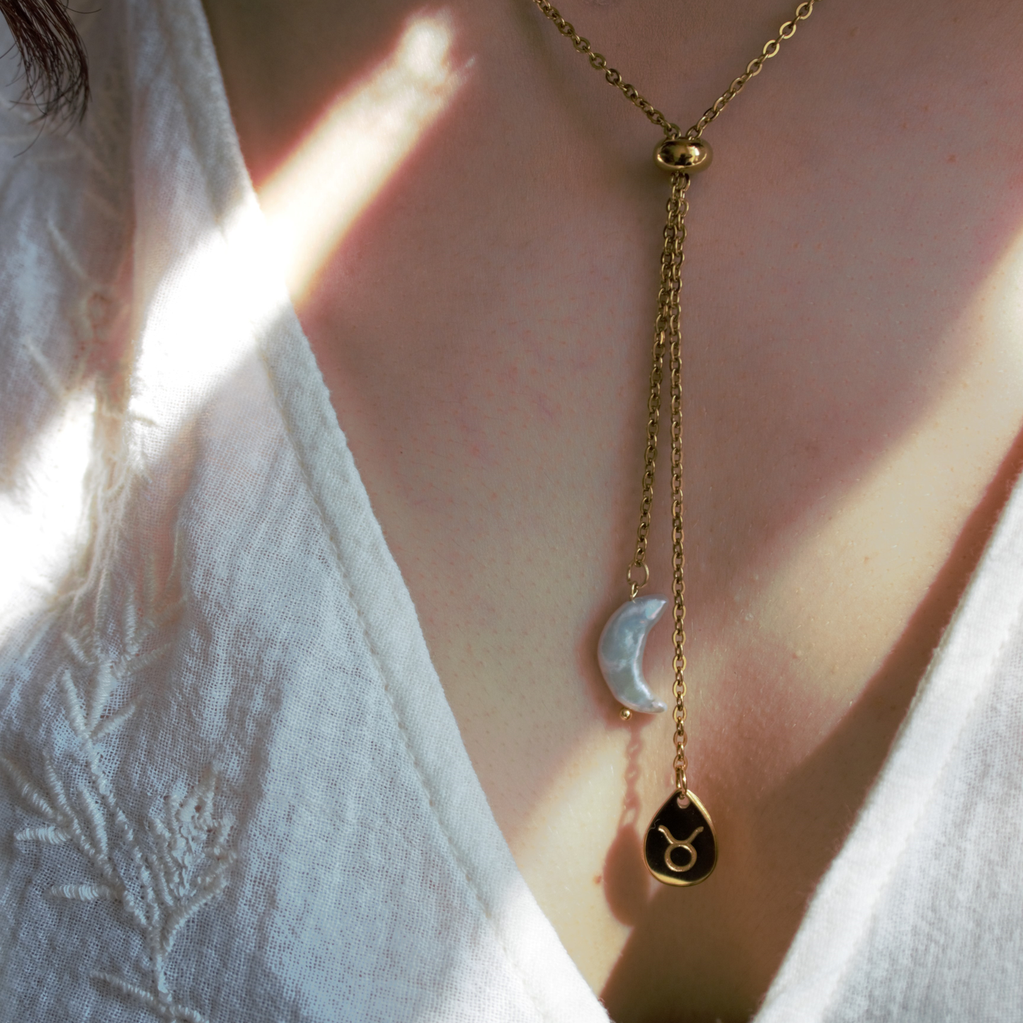 Collana Segno Zodiacale & Perla di Luna - Collezione Celestia